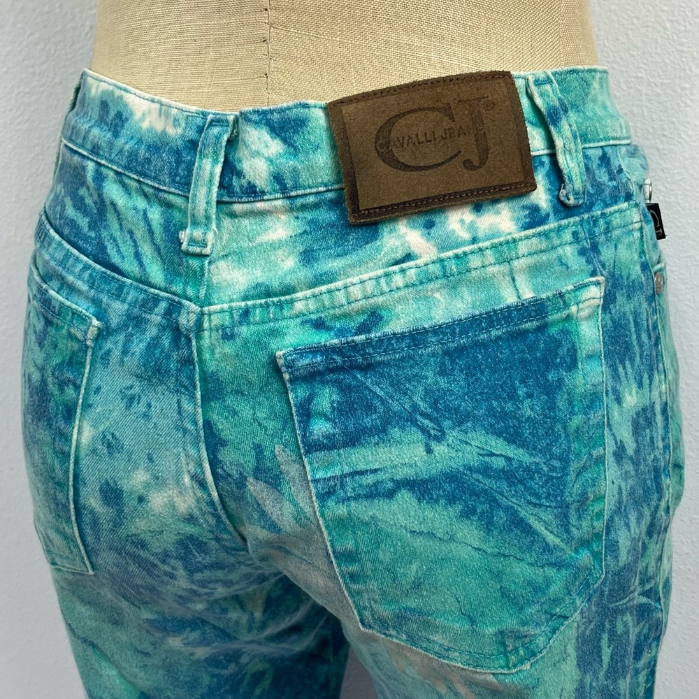 Roberto Cavalli 2000’s Y2K Euro Trash Tie Dye Floral Trippy Stretch Vintage Je… - Picture 2 of 9